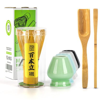 TEANAGOO MA-01 Japanese Matcha Ceremony Accessory, Matcha Whisk (Chasen), Traditional Scoop (Chashaku), Tea Spoon, Whisk Holder, The Perfect Set to Prepare a Traditional Cup of Matcha. - Available at All In One Marketplace Canada