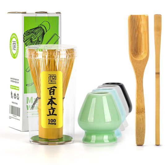 TEANAGOO MA-01 Japanese Matcha Ceremony Accessory, Matcha Whisk (Chasen), Traditional Scoop (Chashaku), Tea Spoon, Whisk Holder, The Perfect Set to Prepare a Traditional Cup of Matcha. - Available at All In One Marketplace Canada