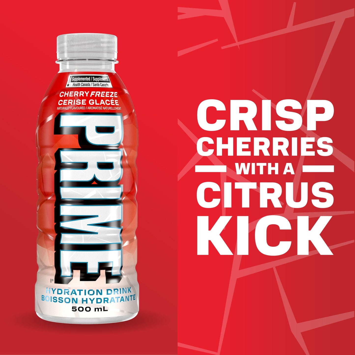 PRIME Hydration CHERRY FREEZE | Sports Drinks | Electrolyte Enhanced | B Vitamins | Antioxidants | 2g of Sugar | 500 mL | 12 Pack PRIME HYDRATION