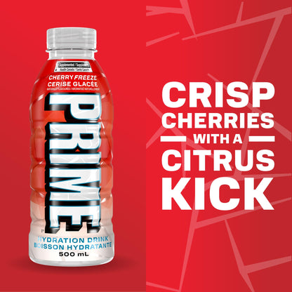 PRIME Hydration CHERRY FREEZE | Sports Drinks | Electrolyte Enhanced | B Vitamins | Antioxidants | 2g of Sugar | 500 mL | 12 Pack PRIME HYDRATION