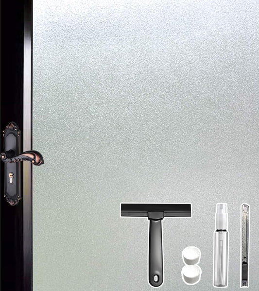 DUOFIRE Privacy Window Film Frosted Glass Film Static Cling Glass Film No Glue Anti-UV Window Sticker Non Adhesive for Privacy Office Meeting Room Bathroom Living Room, Pure Frosted 44.3 x 200cm