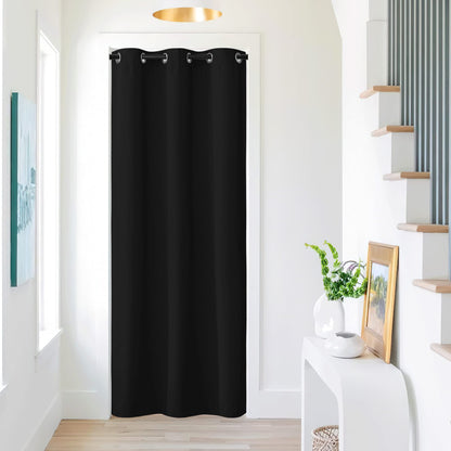 NICETOWN Rideau de porte noir 213 cm de longueur, panneau de séparation de pièce à œillets isolant thermique, rideau de placard, décoration de fenêtre temporaire pour Halloween pour chambre à coucher, 1 panneau, 107 cm de largeur