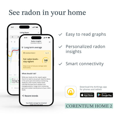 Airthings 325 Corentium Home 2 Smart Digital Radon Detector - Portable and Easy-to-use Radon Testing with Bluetooth connectivity and Humidity & Temperature Sensors 🍁 All In One Marketplace Canada