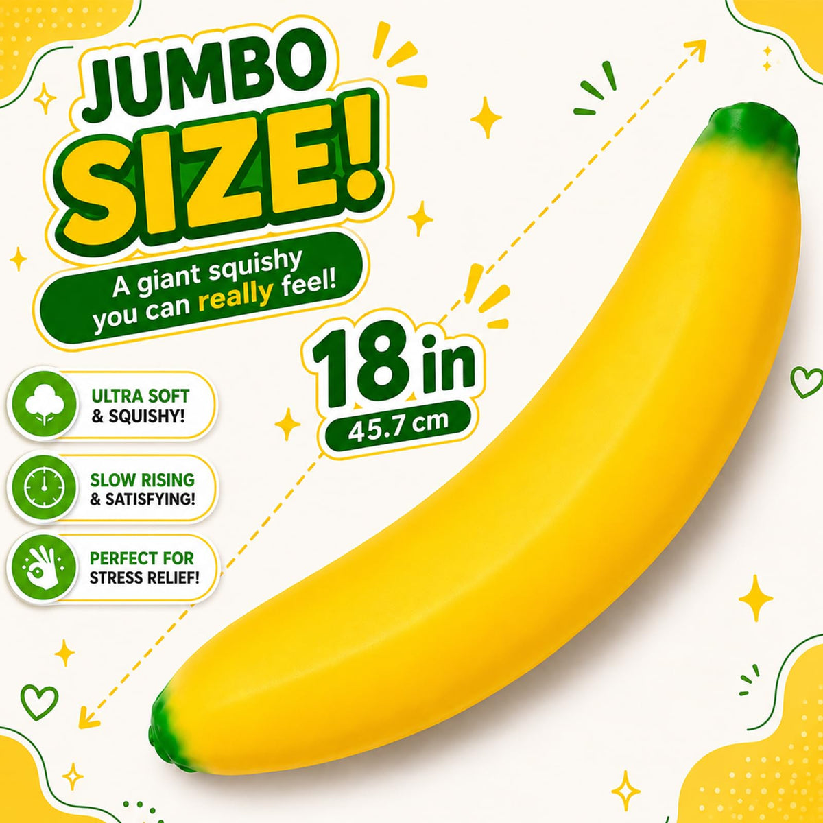 18In Banana Squishy, Jumbo Squishy Banana Giant Big Realistic Banana Moldable,Desktop Decorations,Great for Fun Party Favors Birthday Christmas White Elephant Gifts 🍁 All In One Marketplace Canada