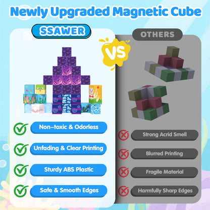 SSAWER Magnetic Blocks, 100PCS Toys Building Blocks Cubes Gifts for Kids 🍁 All In One Marketplace Canada