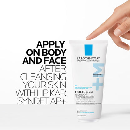 La Roche Posay Lipikar Baume Light AP+M, Body Lotion for Dry Skin, Lightweight Moisturizer with Shea Butter & Niacinamide for Body, Face & Hands, Fragrance Free, Recommended by Dermatologists, 200mL