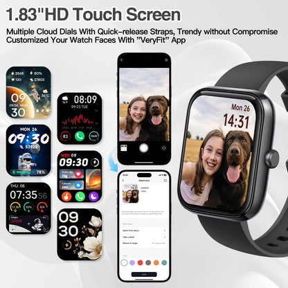 Smart Watch for Men Women with Bluetooth Call,Alexa Built-in Smartwatch,1.83"DIY Dial Fitness Watch with Sleep Heart Rate SpO2 Monitor,100+ Sport Mode,IP68 Waterproof Watch Compatible with Android iOS - Available at All In One Marketplace Canada