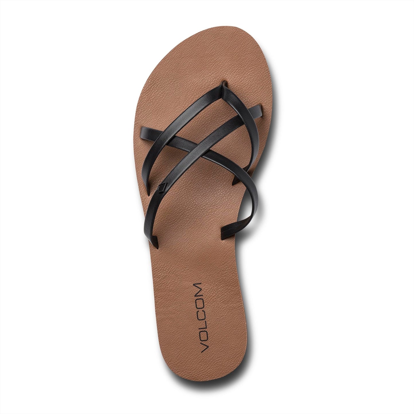 Volcom Women’s New School Sandals – Criss Cross Strap Flip Flops with Comfort Foam Footbed, Black, 9 Volcom