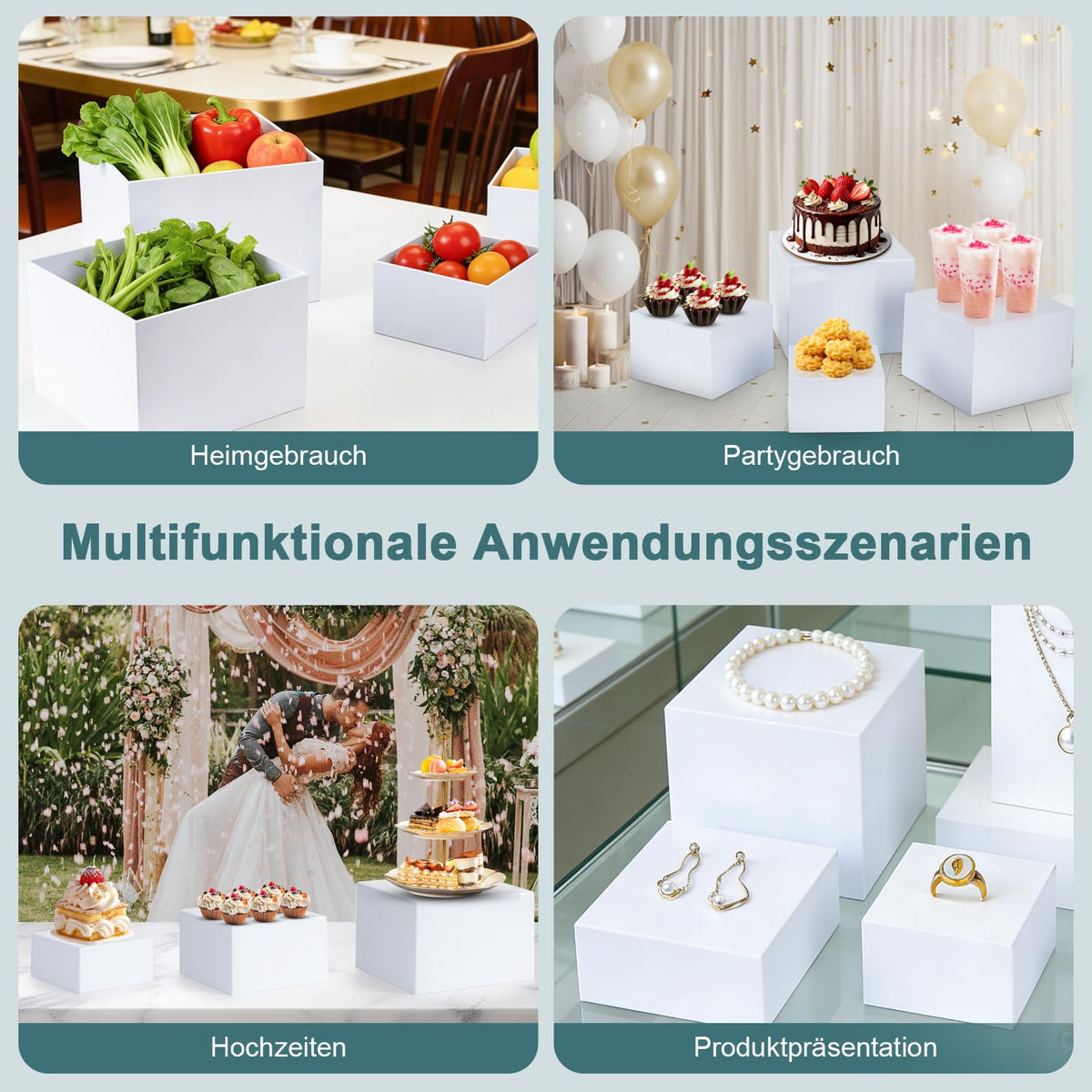 6 Pcs Buffet Risers,Acrylic Food Risers,White Dessert Stands for Buffet Table Display, Cupcake Tower, Cake Stand, Jewelry Show, Catering Events (3" + 4" + 5"+6"+7"+8") 🍁 All In One Marketplace Canada