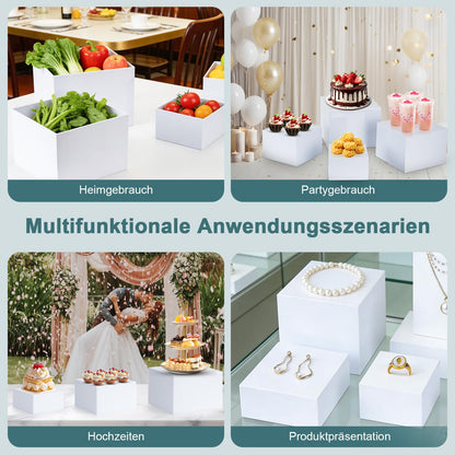 6 Pcs Buffet Risers,Acrylic Food Risers,White Dessert Stands for Buffet Table Display, Cupcake Tower, Cake Stand, Jewelry Show, Catering Events (3" + 4" + 5"+6"+7"+8") 🍁 All In One Marketplace Canada