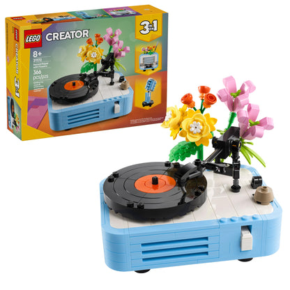 LEGO Creator 3 in 1 Record Player with Flowers - Building Toy with 3 Options, Record Player, Radio, or Microphone - Building Kit for Kids, Boys, and Girls, Ages 8+ - Gift Idea for Birthdays - 31172 🍁 All In One Marketplace Canada