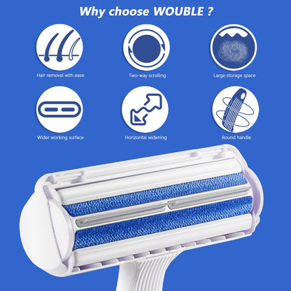Wouble Pet Hair Remover Roller, Reusable Lint Roller for Pet Hair,Self Clean Dog Cat Fur Removal Brush, from Carpet, Furniture, Rugs, Laundry, Bedding, Sofa-White - Available at All In One Marketplace Canada
