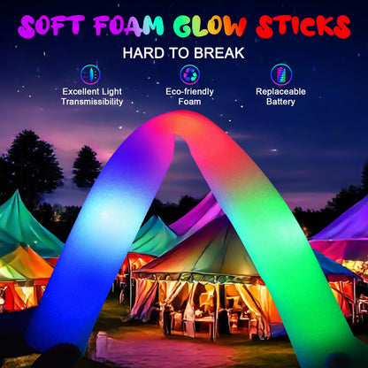 HONLYNE 44 PCS Foam Glow Sticks, Glow Sticks Bulk with 3 Modes Colorful Flashing, LED Light Sticks, Glow in Dark Party Supplies for Wedding, Raves, Birthday, Christmas, New Year 🍁 All In One Marketplace Canada