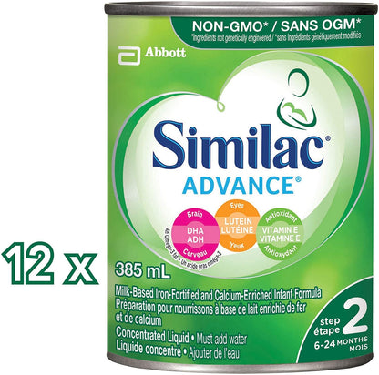 Similac Advance Step 2 Non-GMO Concentrated Liquid Baby Formula, 12 x 385 mL (6-24 Months)