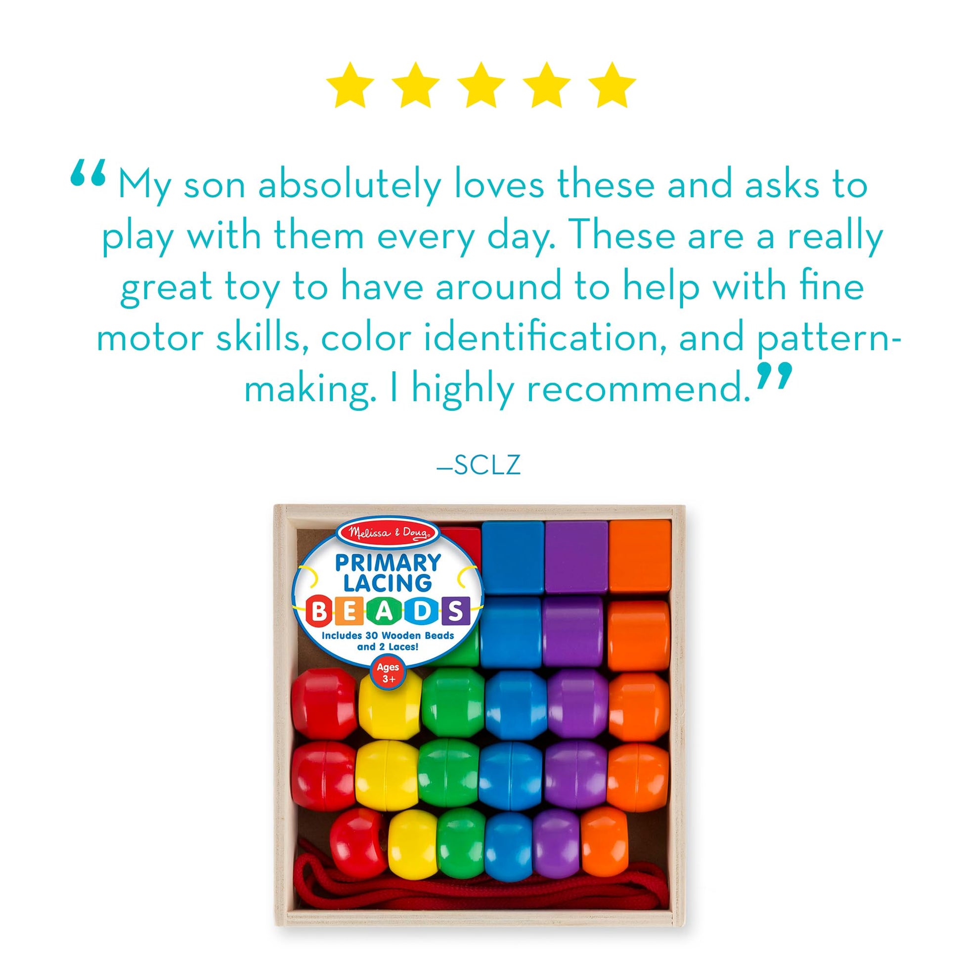 Melissa & Doug Primary Lacing Beads 33-Piece Montessori Toy Set Melissa & Doug