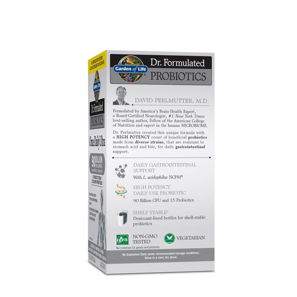 Garden of Life - Dr. Formulated Probiotics Once Daily Ultra | High Potency Support For Gut & Colon Health |90 Billion CFU + 15 Probiotic Strains | Shelf Stable | Gluten Free, Dairy Free, Soy Free