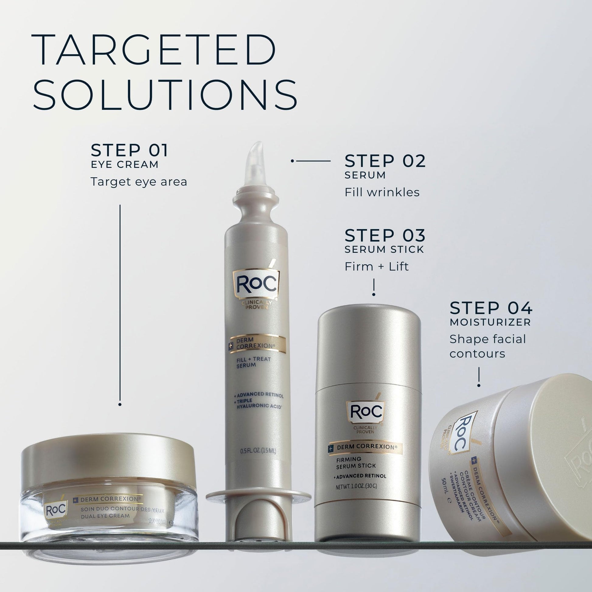RoC Derm Correxion® Neck Cream with Hyaluronic Acid and Advanced Retinol to visibly Tighten & Lift Horizontal Neck Lines, Facial Moisturiser to Contour Face, Neck and Jawline, 50ML RoC