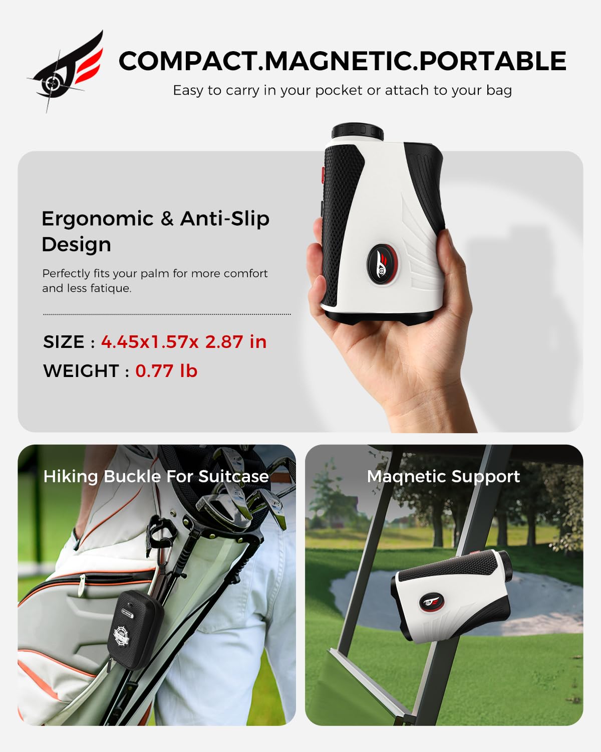 VyKure Golf Rangefinder with Slope - 1200 Yards Laser Range Finder with Flag Pole Locking Vibration, 7X Magnification rangefinder with Magnet Stripe (White) - Available at All In One Marketplace Canada