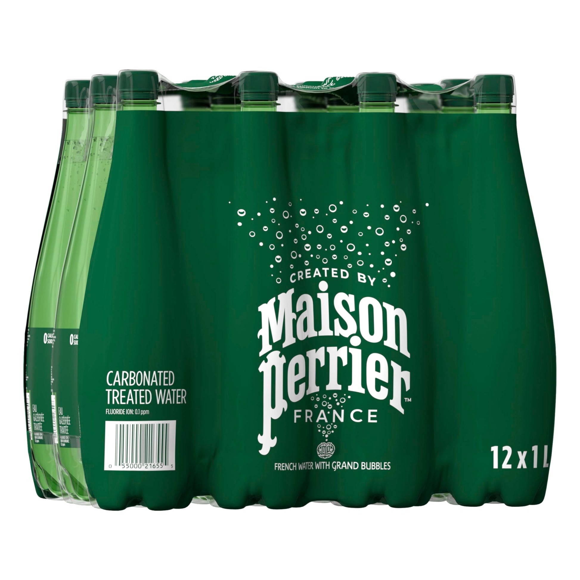Maison Perrier Unflavoured Sparkling Water – 12 Pack, 1L Bottles | Pure French Refreshment, Zero Sugar