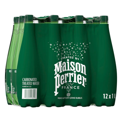 Maison Perrier Unflavoured Sparkling Water – 12 Pack, 1L Bottles | Pure French Refreshment, Zero Sugar