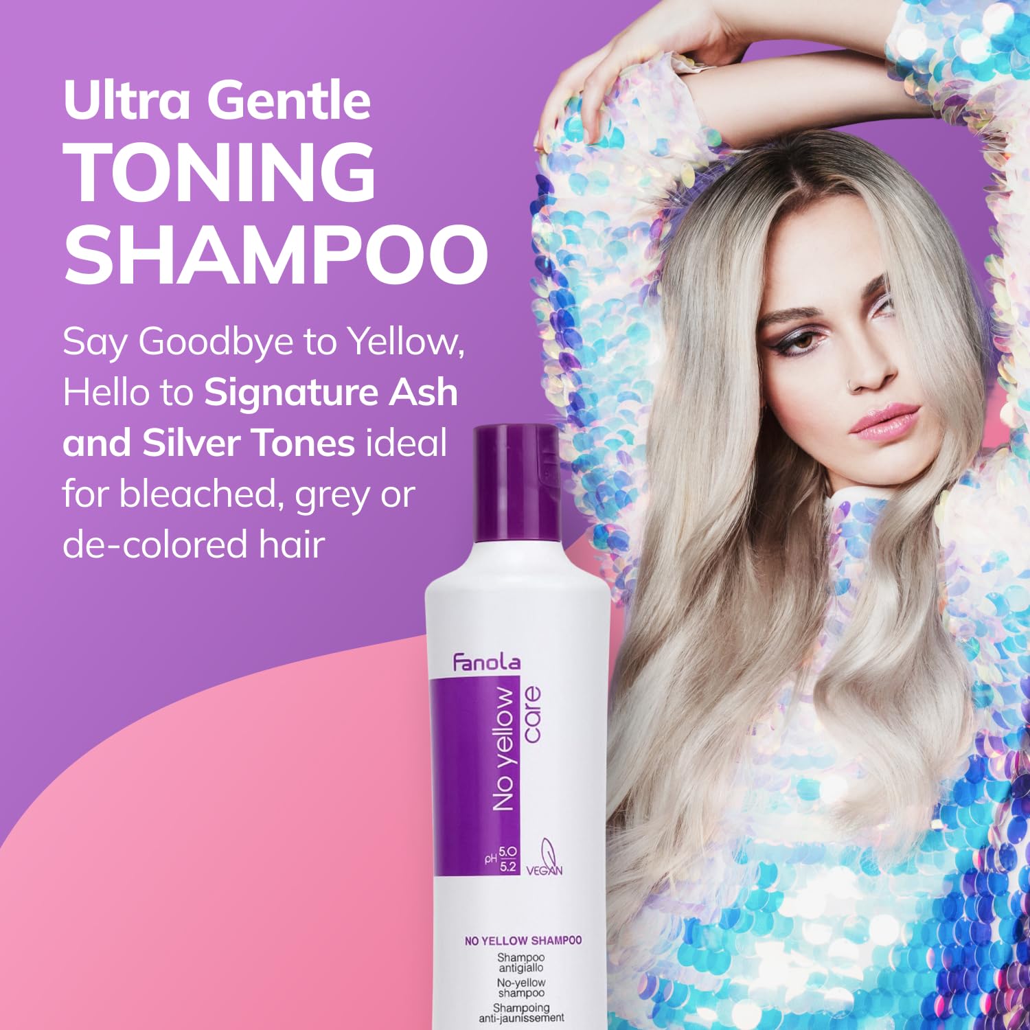 Fanola No Yellow Shampoo | Colour Depositing Purple Shampoo for Blonde, Silver, Gray, and Highlighted Hair | Anti Brass Shampoo Toner to Remove Yellow Tones & Brassiness from Bleached Hair (350 ml) - Available at All In One Marketplace Canada