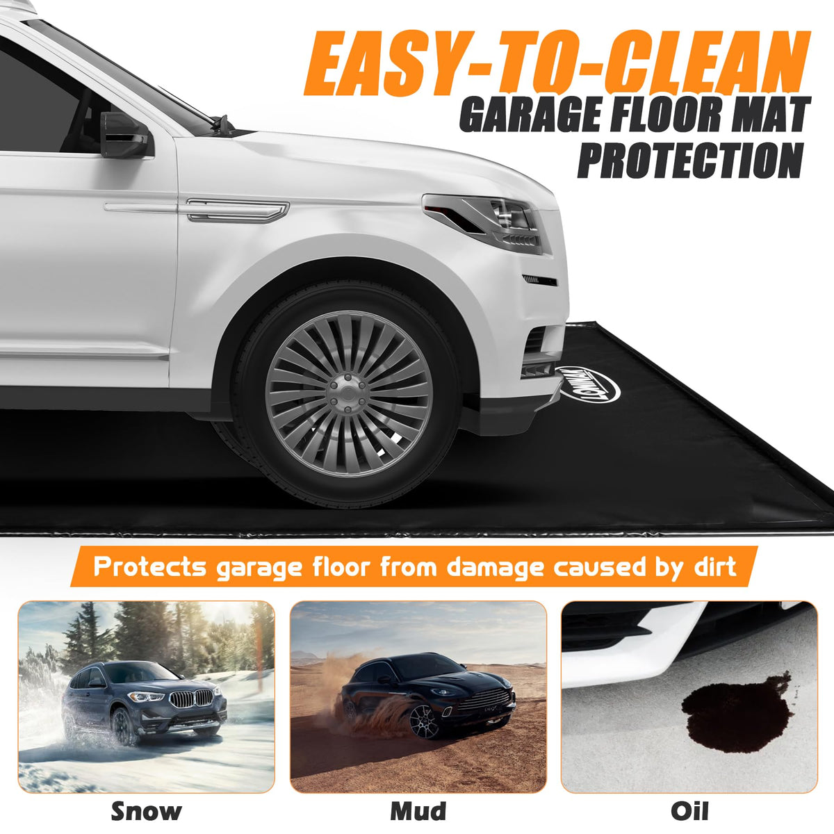 Loninak Garage Floor Mat, 8'6"x20' Garage Containment Mat for Winter Garage Floor Protection Mat for All Seasons Garage Water Barrier Snow Melting Mat Middle Size Car 🍁 All In One Marketplace Canada