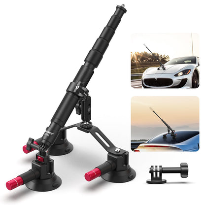 NEEWER Triple Suction Cup Car Mount for Action Cameras, CA065