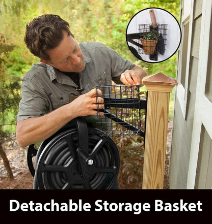 Liberty Garden 712-B Single Arm Navigator Multi-Directional Garden Hose Reel, Holds 125-Feet of, 5/8-Inch, Black, Height: 22.00", Width: 20.25", Depth: 18.6", Weight: 12.50 lbs Liberty Garden