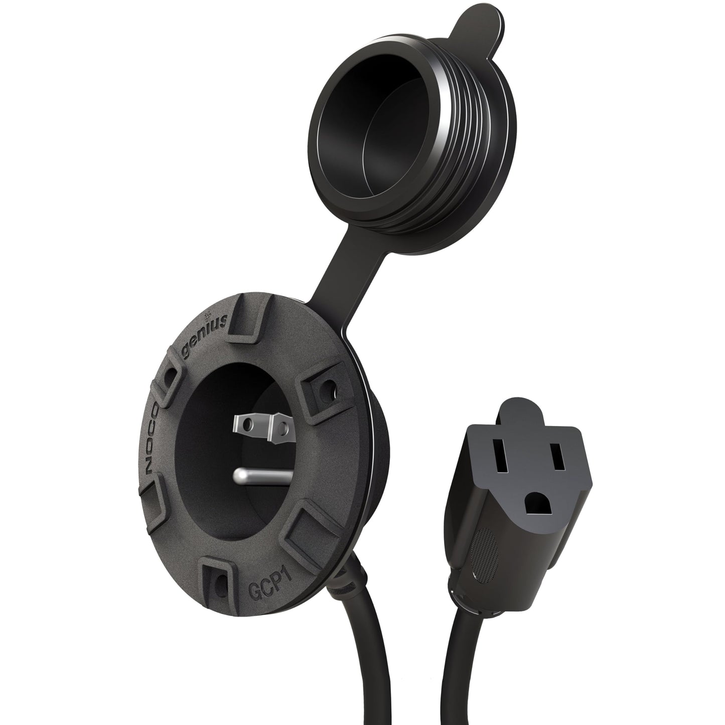 NOCO GCP1 15 Amp AC Port Plug, 125 Volt Power Inlet Socket, and Waterproof Electrical Outlet Receptacle Box with 16-Inch Integrated Outdoor Extension Cord NOCO