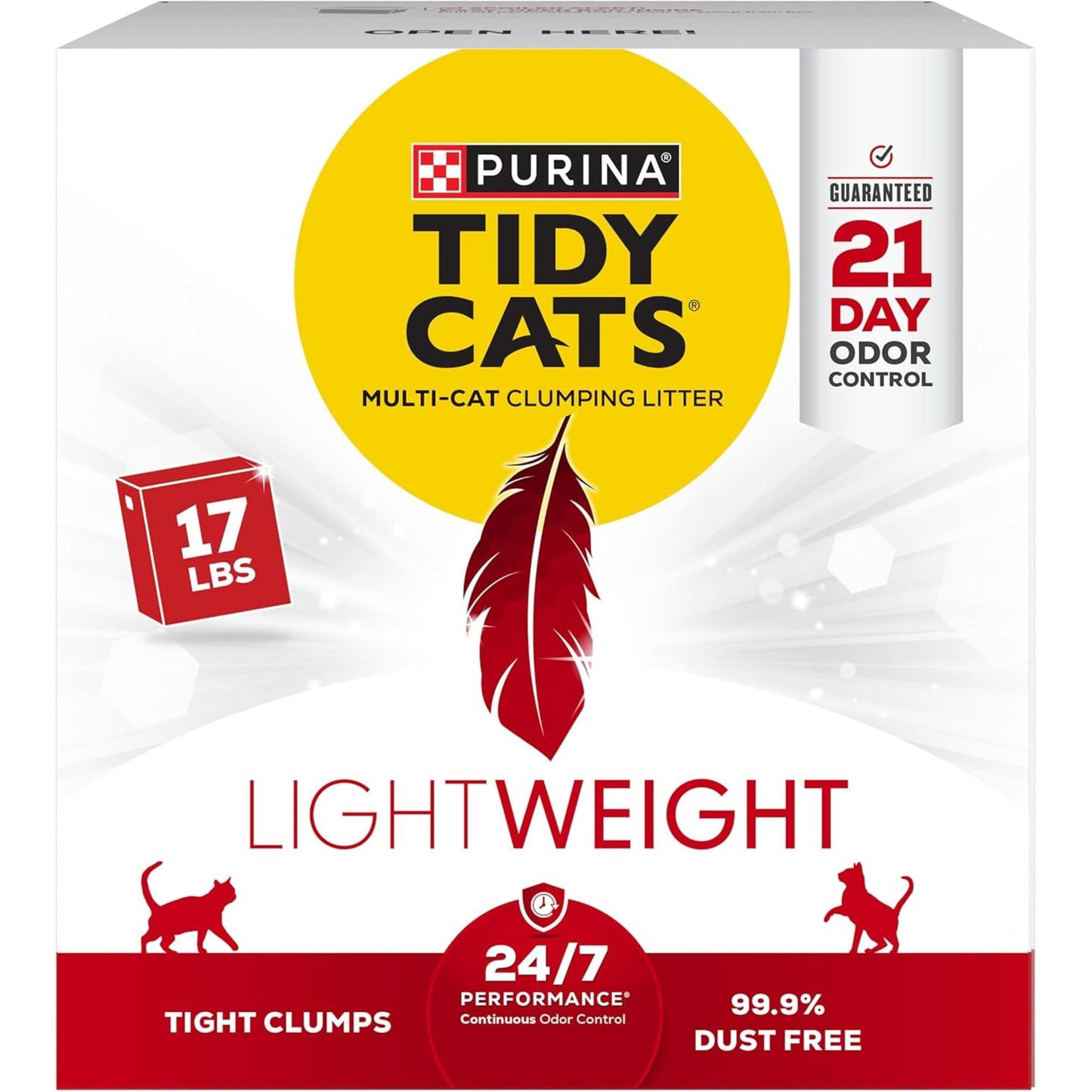 Purina Tidy Cats Lightweight, Low Dust, Clumping Cat Litter Odor Control 24/7 Performance Multi Cat Litter - 17 lb. Box Purina Tidy Cats