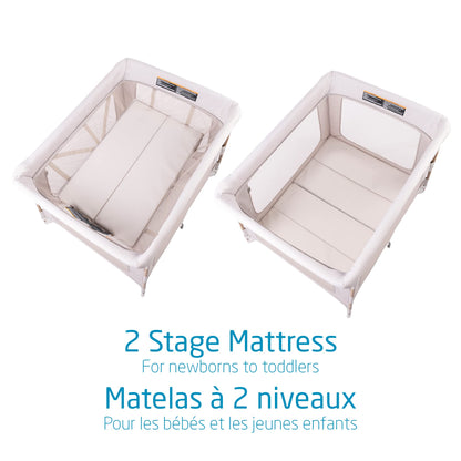 Maxi-Cosi Swift Playard, Playpen with 3-in-1 (Newborn bassinet, toddler, play), Portable, ultra comfort, 1 step fold, travel bag included, Horizon Sand Maxi-Cosi