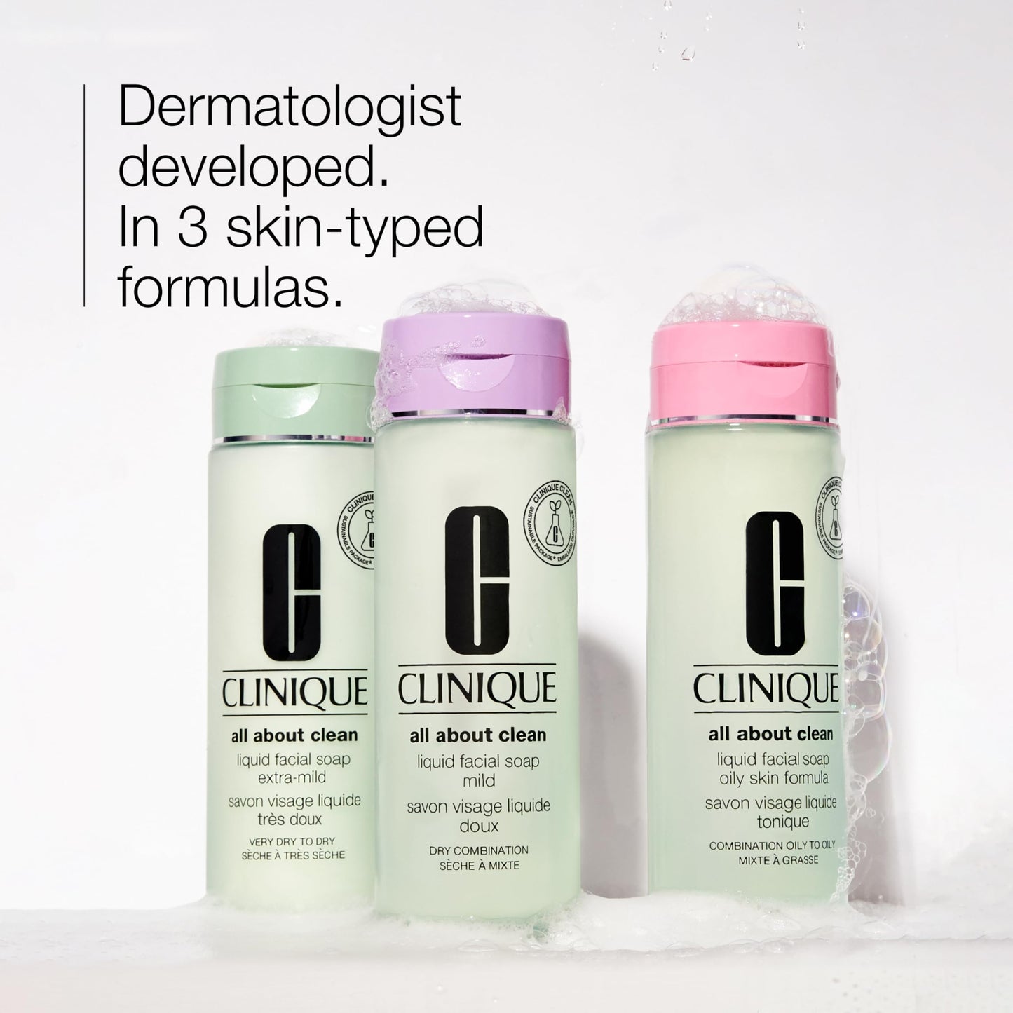 Clinique 3-Step All About Clean Liquid Gentle Facial Cleanser Soap For Dry Combination Skin Types, Mild, 200ml - Available at All In One Marketplace Canada