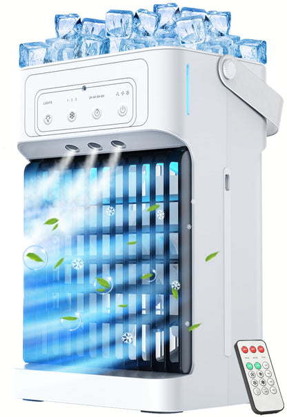 Portable Air Conditioner, 3 Speeds, 3 Mist Settings, 1100ml XL Water Tank, 2~8h Timer, Air Conditioner Portable, Climatiseur Portatif, Personal Small Mini Air Conditioner Cooling Fan for Room Bedroom 🍁 All In One Marketplace Canada