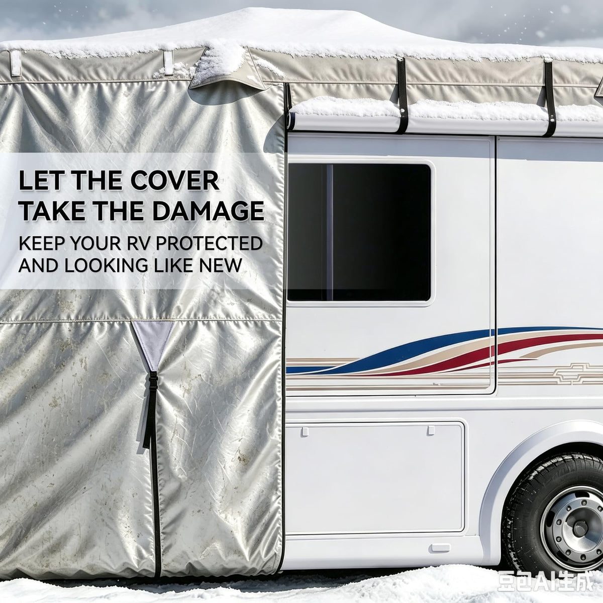 FRUNO Oxford Fabric Class C RV Cover Fits 23'-26' Waterproof Rip-Resistant Anti-UV Motorhome Camper Cover for Winter Snow with Jack Cover 4 Tire Covers and Gutter Covers 🍁 All In One Marketplace Canada