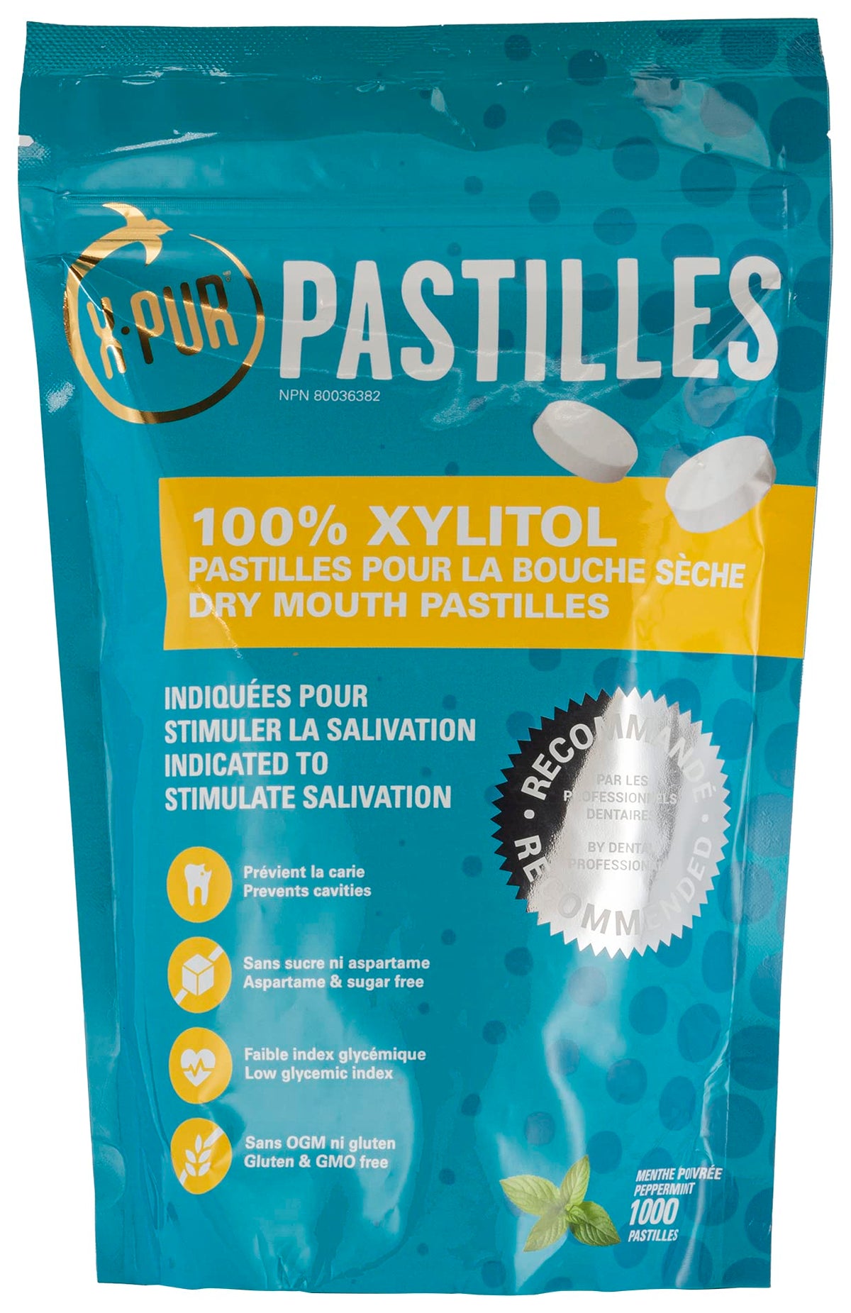 X-PUR - Xylitol Breath Mints For Dry Mouth And Bad Breath - Peppermint Flavored Xylitol Mints - Stimulates Saliva - 100% Natural Mouth and Breath Freshener - Bag of 1000 pastilles 🍁 All In One Marketplace Canada