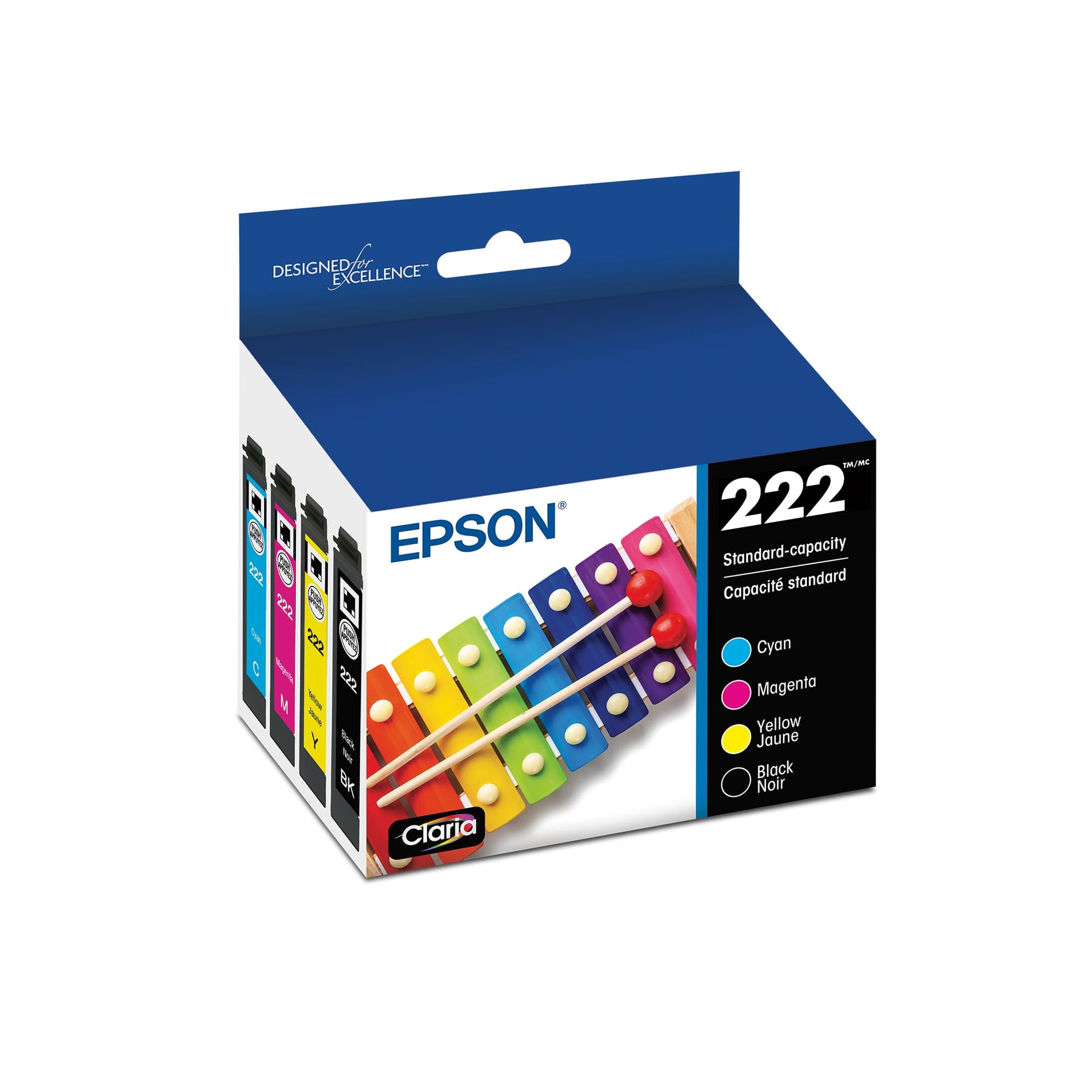 Epson 222 Genuine Ink Cartridge Black and Color Combo Pack T222120-BCS Epson
