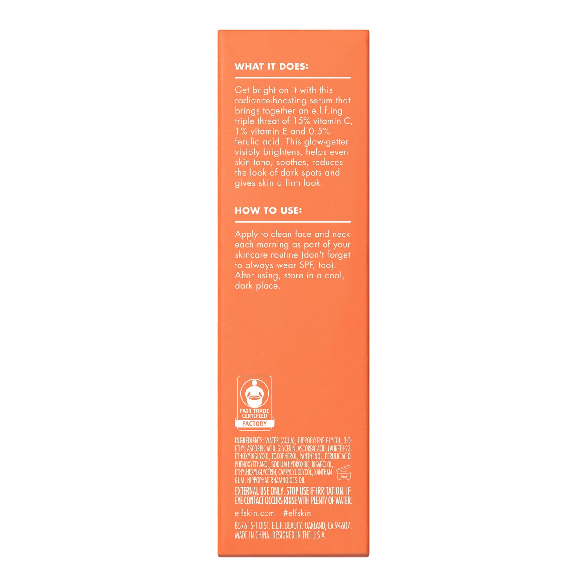 e.l.f. SKIN Bright Icon Vitamin C + E + Ferulic Face Serum, Brightening & Soothing with 15% Vitamin C, Vegan & Cruelty-Free - Available at All In One Marketplace Canada
