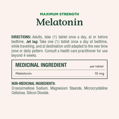 NATURE'S BOUNTY Maximum Strength Melatonin, 10 mg, Value Size, Helps Reset Sleep-wake Cycle, Helps Increase Total Sleep Time, Fall Asleep Faster, Fights Jet Lag, 120 Tablets, 44 g - Available at All In One Marketplace Canada