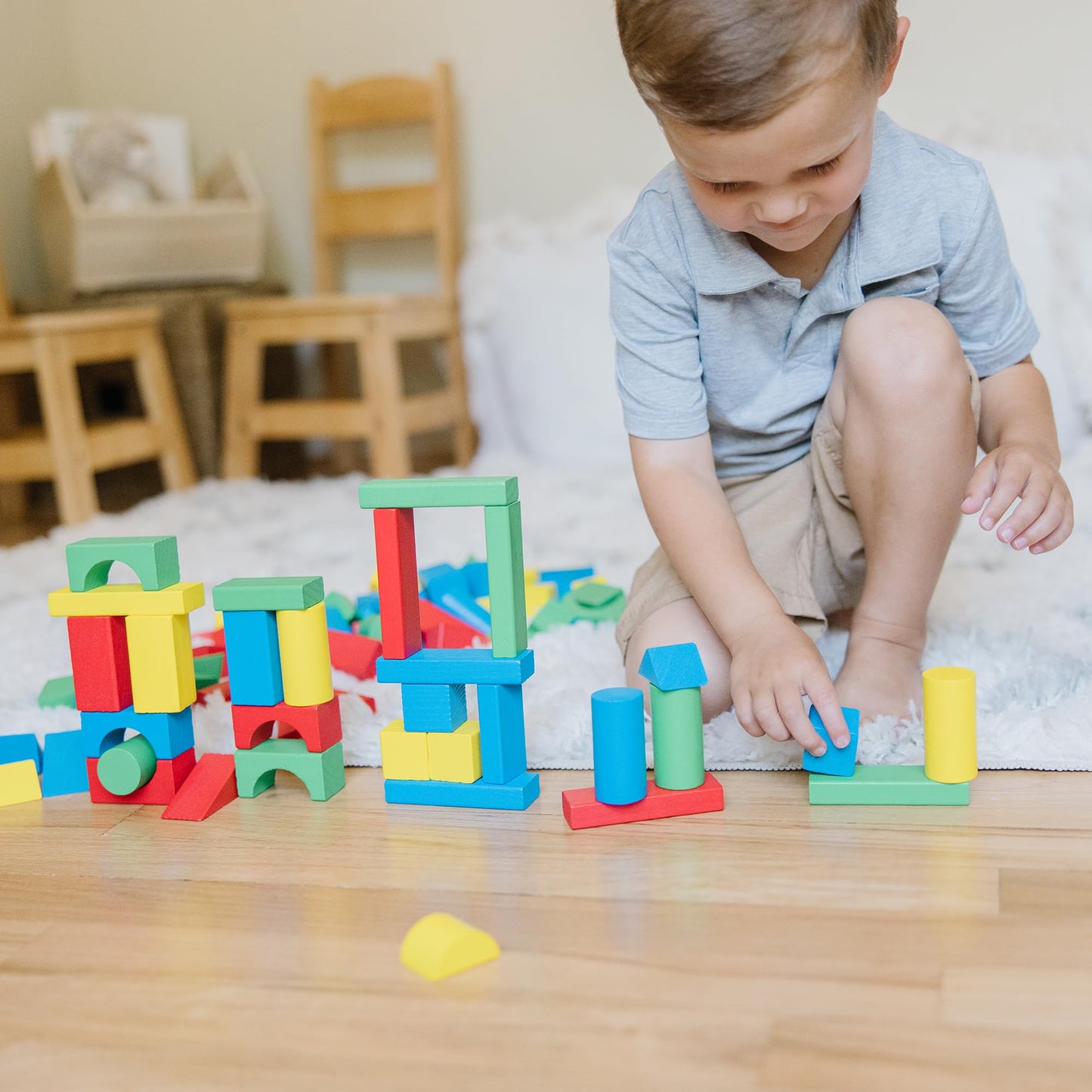 Melissa & Doug 100 Wooden Building Blocks with Storage Box Melissa & Doug