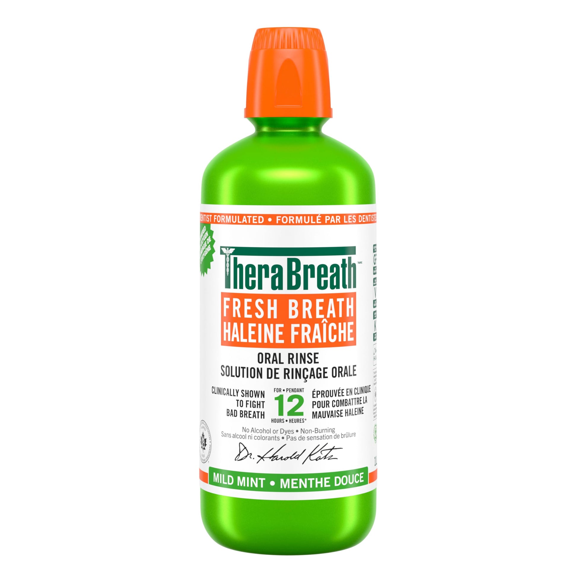 TheraBreath Fresh Breath Oral Rinse, Value Size, Clinically Shown to Fight Bad Breath for 12 Hours, Alcohol & Dye Free Mouthwash, Certified Vegan, Halal, Kosher, Gluten-Free - Mild Mint, 1L