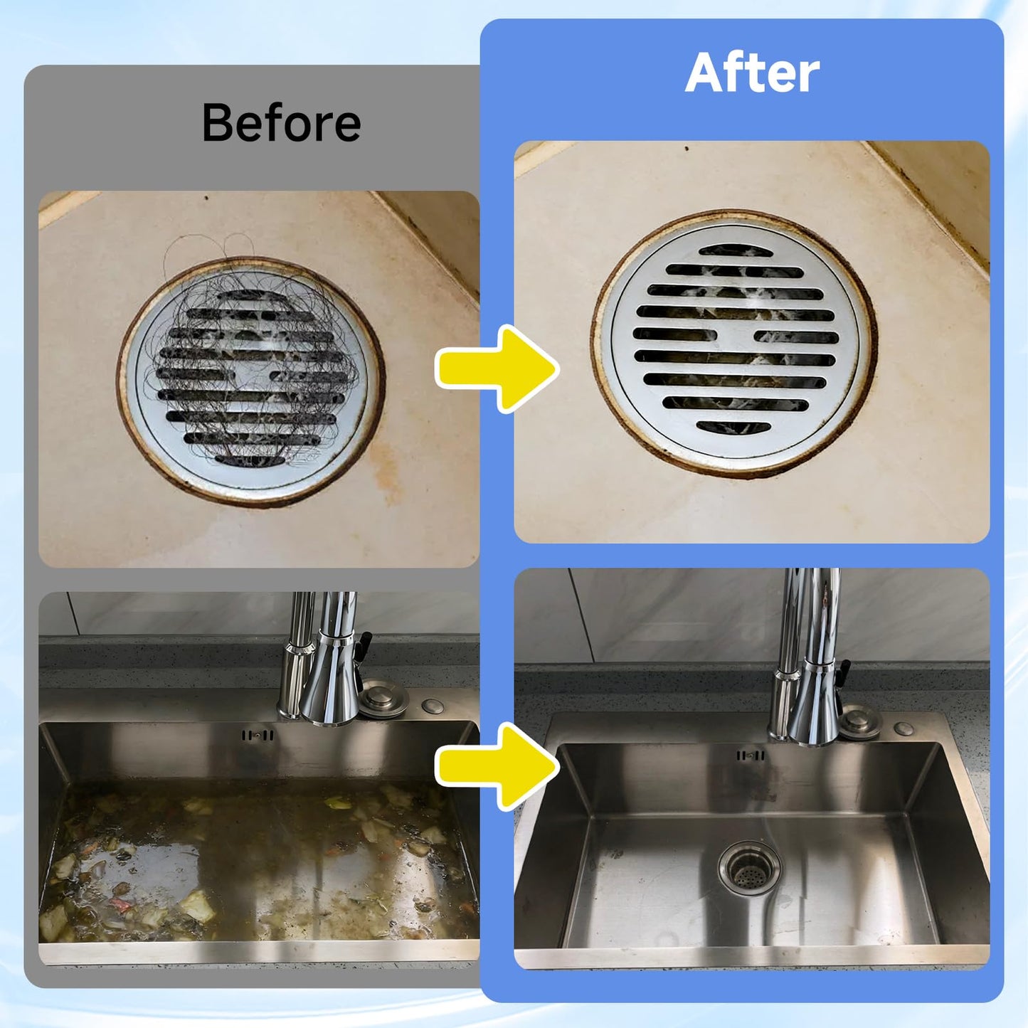 Drain Clog Remover, 6 Pre-Measured Packs Drain Openers, Bleach-Free Drains Cleaner & Deodorizer for Hair, Grease, Soap Scum, Paper, Sink & Shower Unclogger - Available at All In One Marketplace Canada