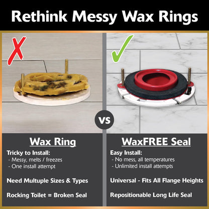 Korky 6000BP Toilet Wax Free 3" Rubber Seal Kit with Hardware, Red Korky