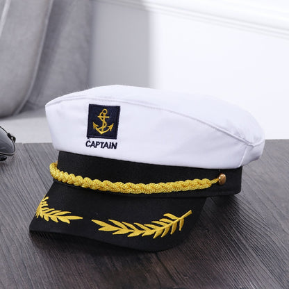 Yacht Captain Hat White Sailor Hat for Women Men Yacht Boat Captain Cap Halloween Costume Party Masquerade Cosplay Accessory
