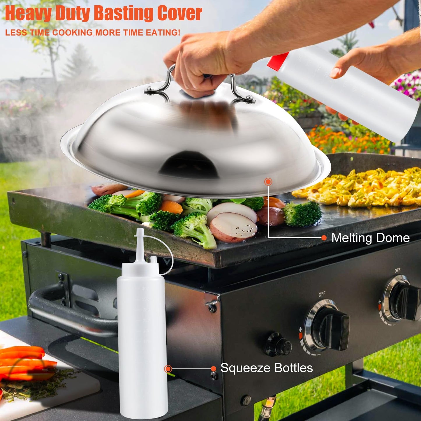 RINPIR 42pcs Griddle Accessories Kit for Blackstone, Flat Top Grill Spatula Set with Enlarged Spatulas, Melting Dome and Burger Press, Professional Hibachi Tools Gifts for Outdoor BBQ Teppanyaki - Available at All In One Marketplace Canada