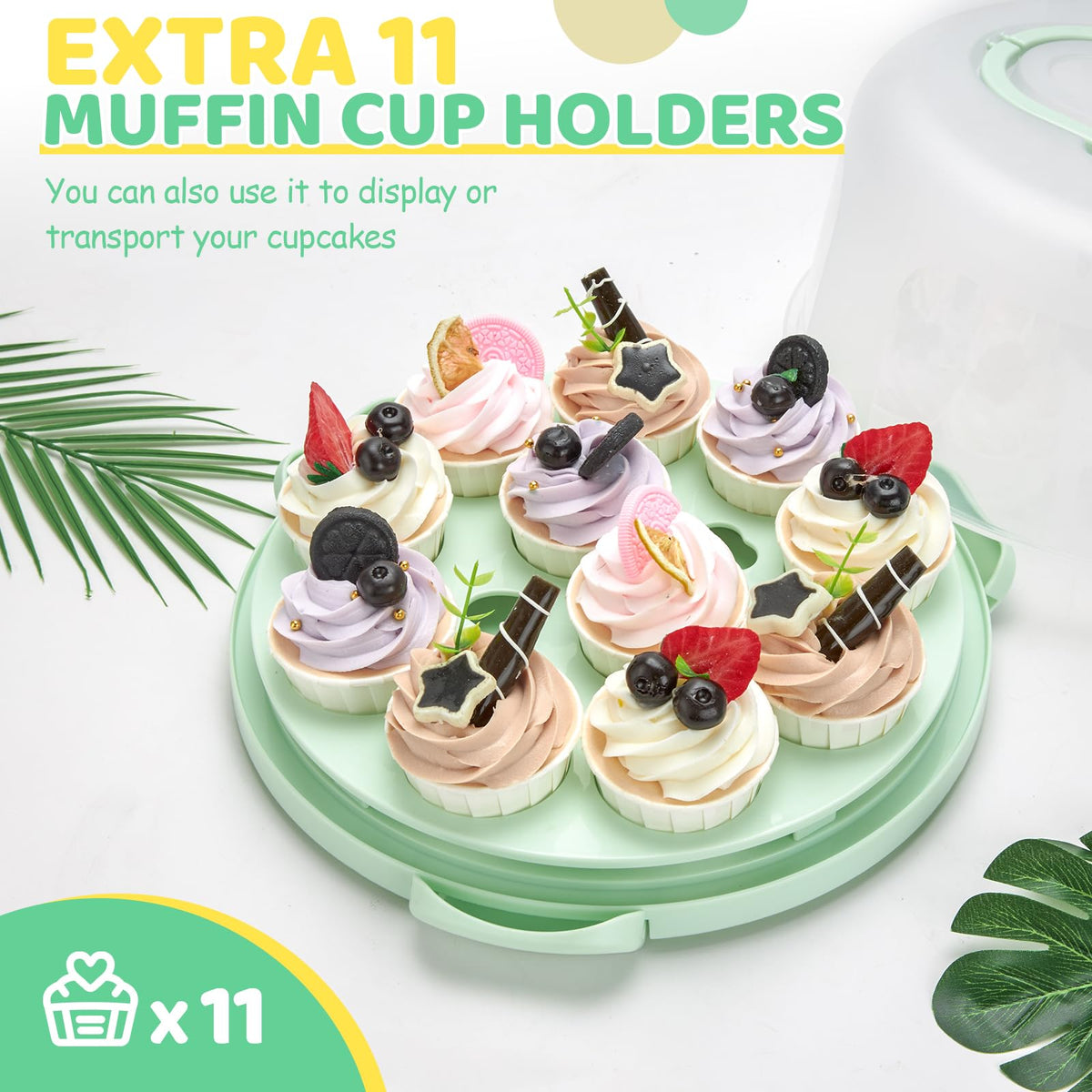 Ohuhu 10" Cake Carrier with Lid, BPA-Free Plastic Container, Leak-Proof 🍁 All In One Marketplace Canada