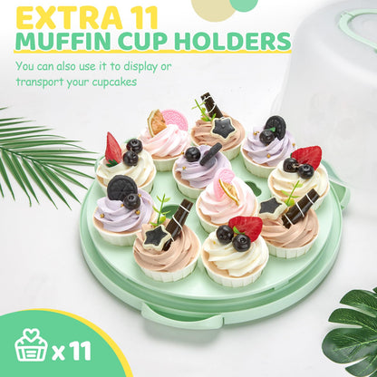 Ohuhu 10" Cake Carrier with Lid, BPA-Free Plastic Container, Leak-Proof 🍁 All In One Marketplace Canada