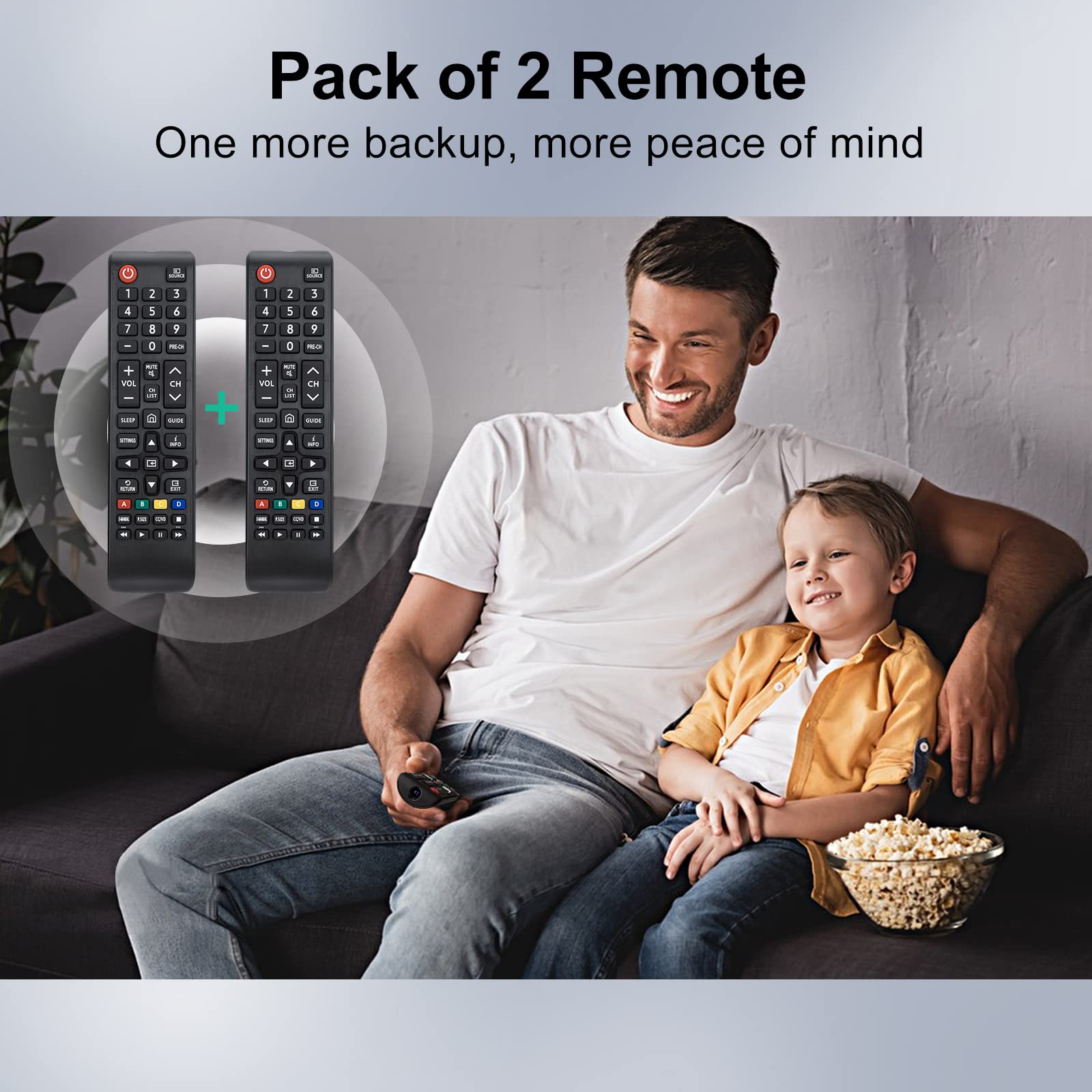 (Pack of 2) Universal Remote for Samsung TV Remote, Replacement for All Samsung Smart TV LED QLED UHD LCD HDTV Frame Curved 4K 8K 3D Series TV