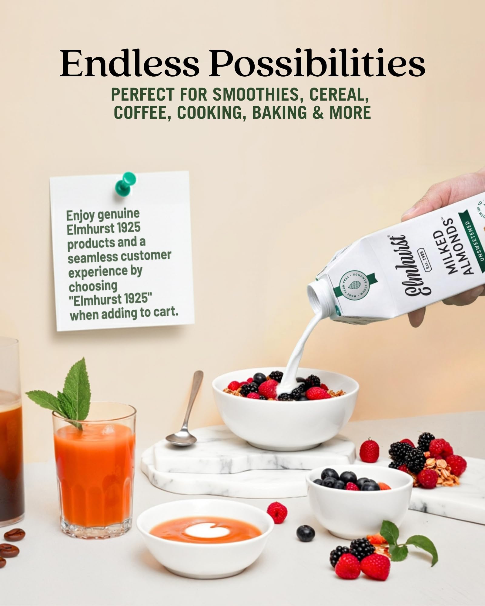 Elmhurst Unsweetened Almond Milk - 6 Pack (946 mL each)