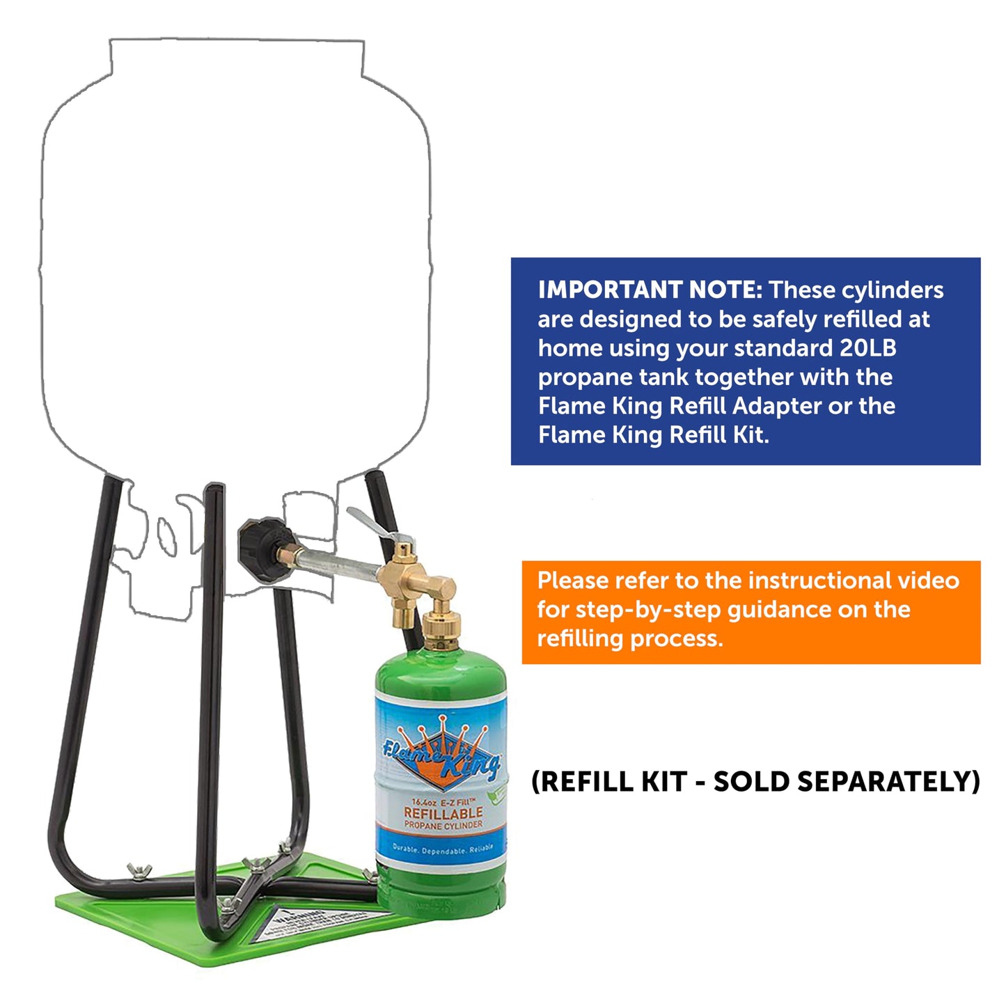 Flame King Refillable 1LB Empty Propane Cylinder Tank - Reusable - Safe and Legal Refill Option - DOT Compliant-16.4 oz (2-Pack), Green (YSN164-2) Flame King