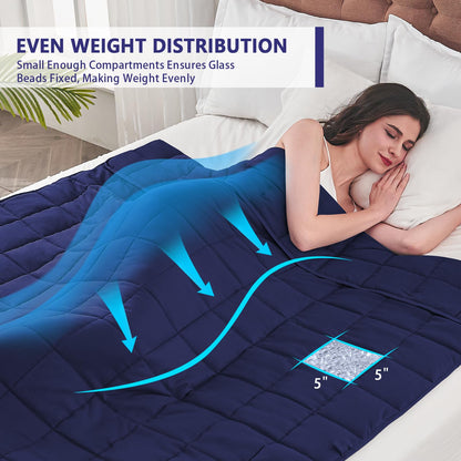 Weighted Blanket for Adults(20lbs,60"×80",Navy Blue) for 190-210Ibs 🍁 All In One Marketplace Canada